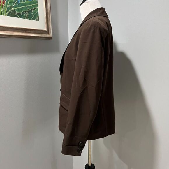 Jones New York Brown Peak Lapel Single Breasted Lined Blazer Suit Jacket Size 6 - Picture 5 of 11